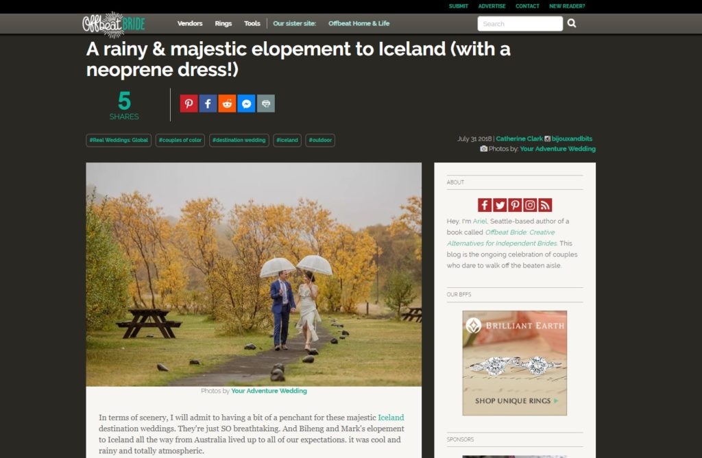 Offbeat Bride Iceland Elopement Feature