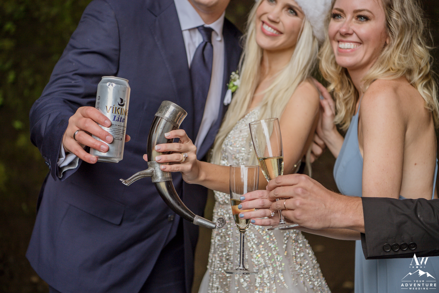 Luxury Champagne Toast Iceland Wedding