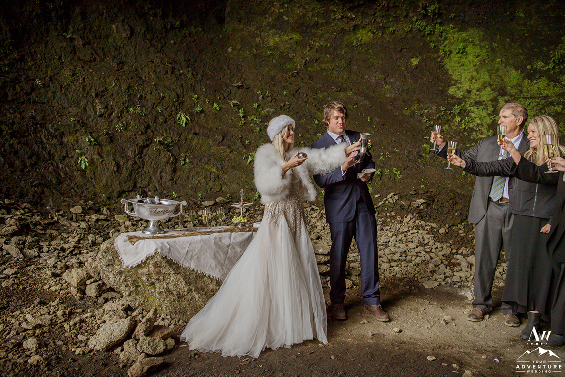 Luxury Champagne Toast Iceland Wedding