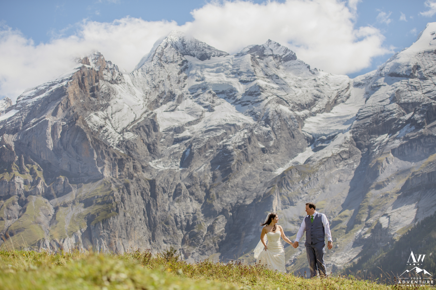 Elopement Couple Exploring the Swiss Alps