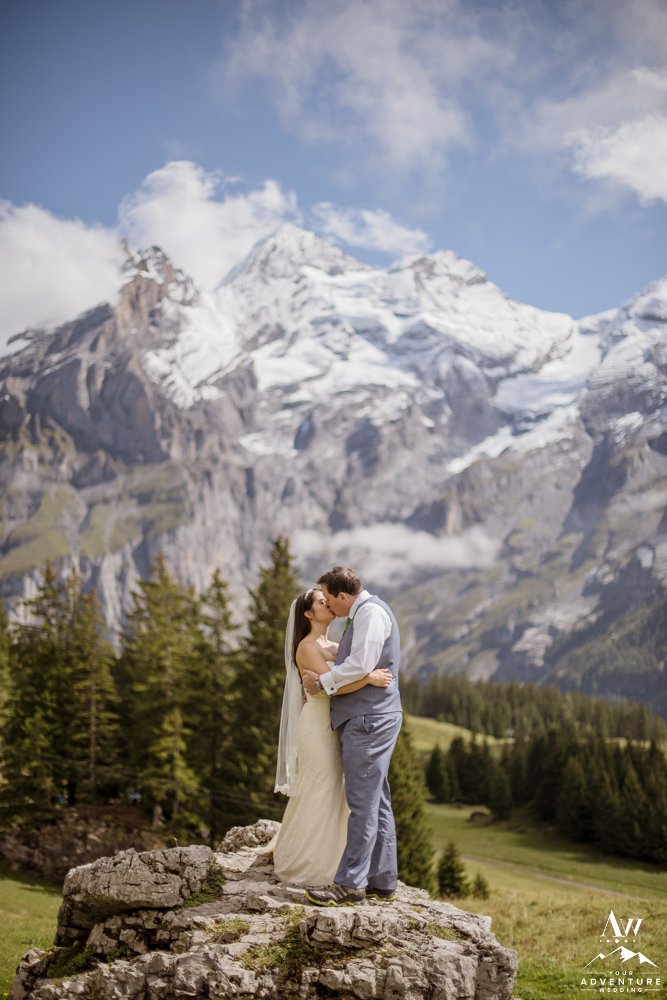 Wedding Couple Kissing in Switzerland