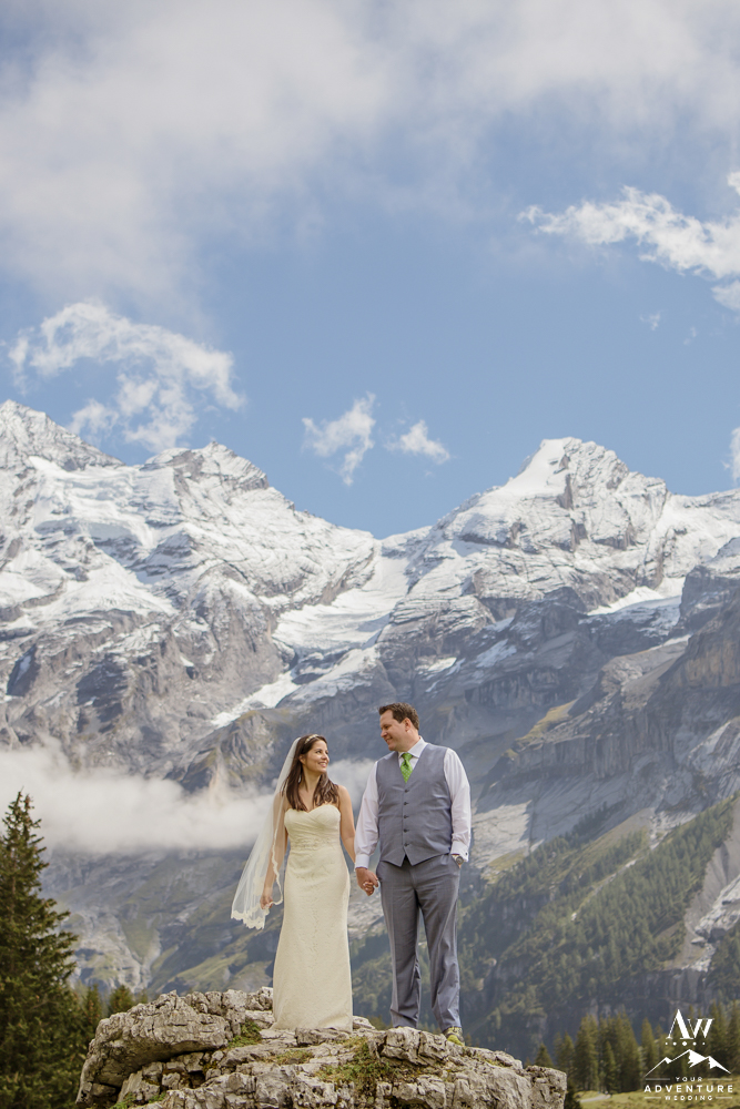 Switzerland Wedding Photos with Alps behind