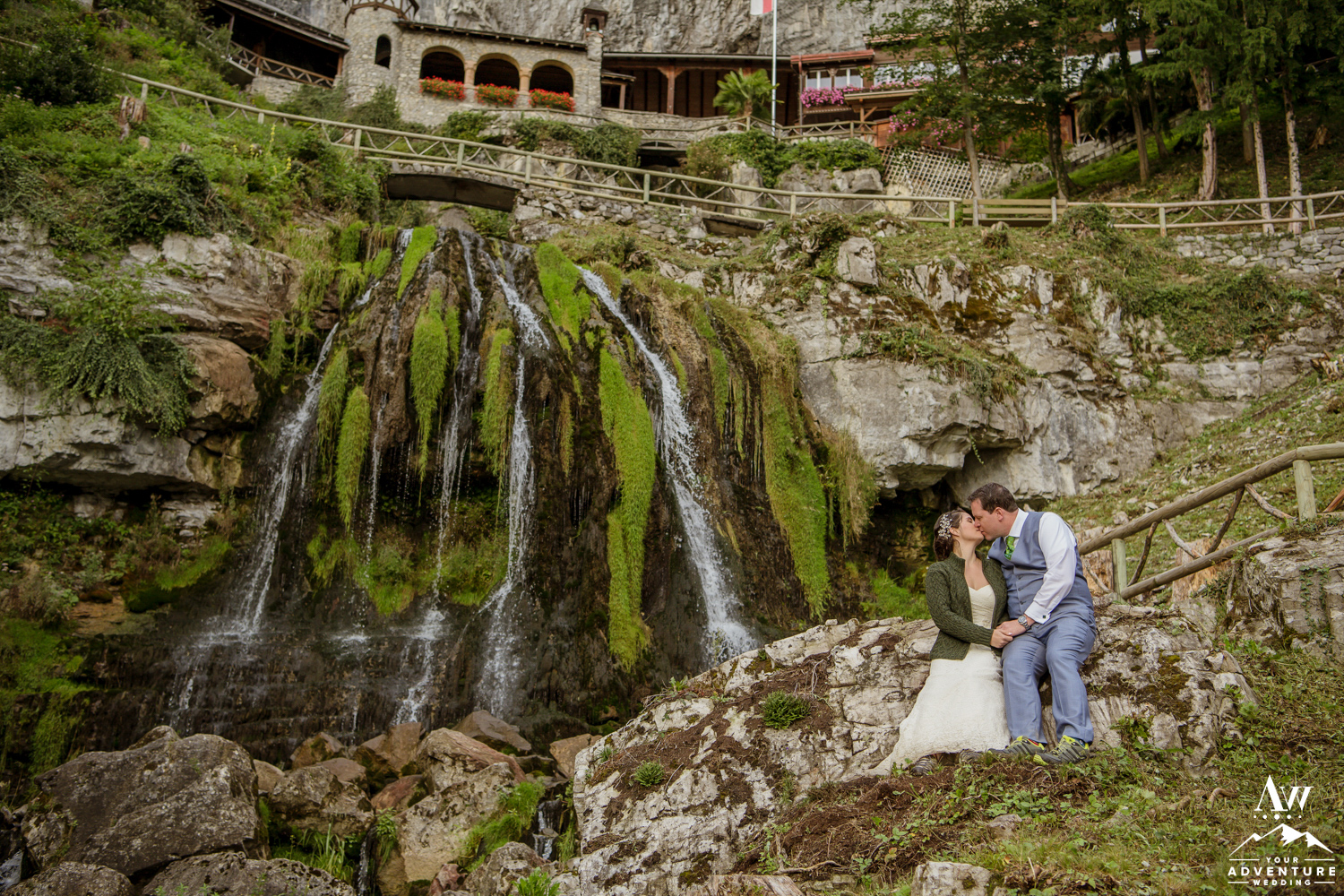 Romantic Wedding Photos at st beatus caves switzerland