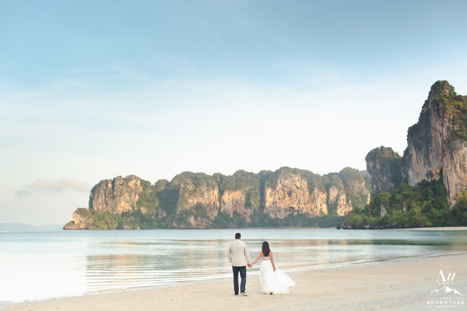 Thailand Wedding Couple walking on Railay Beach