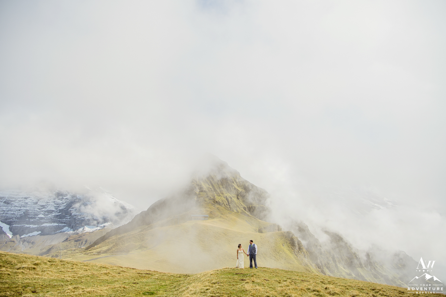 Couple looking at each other during Jungfrau mountain wedding