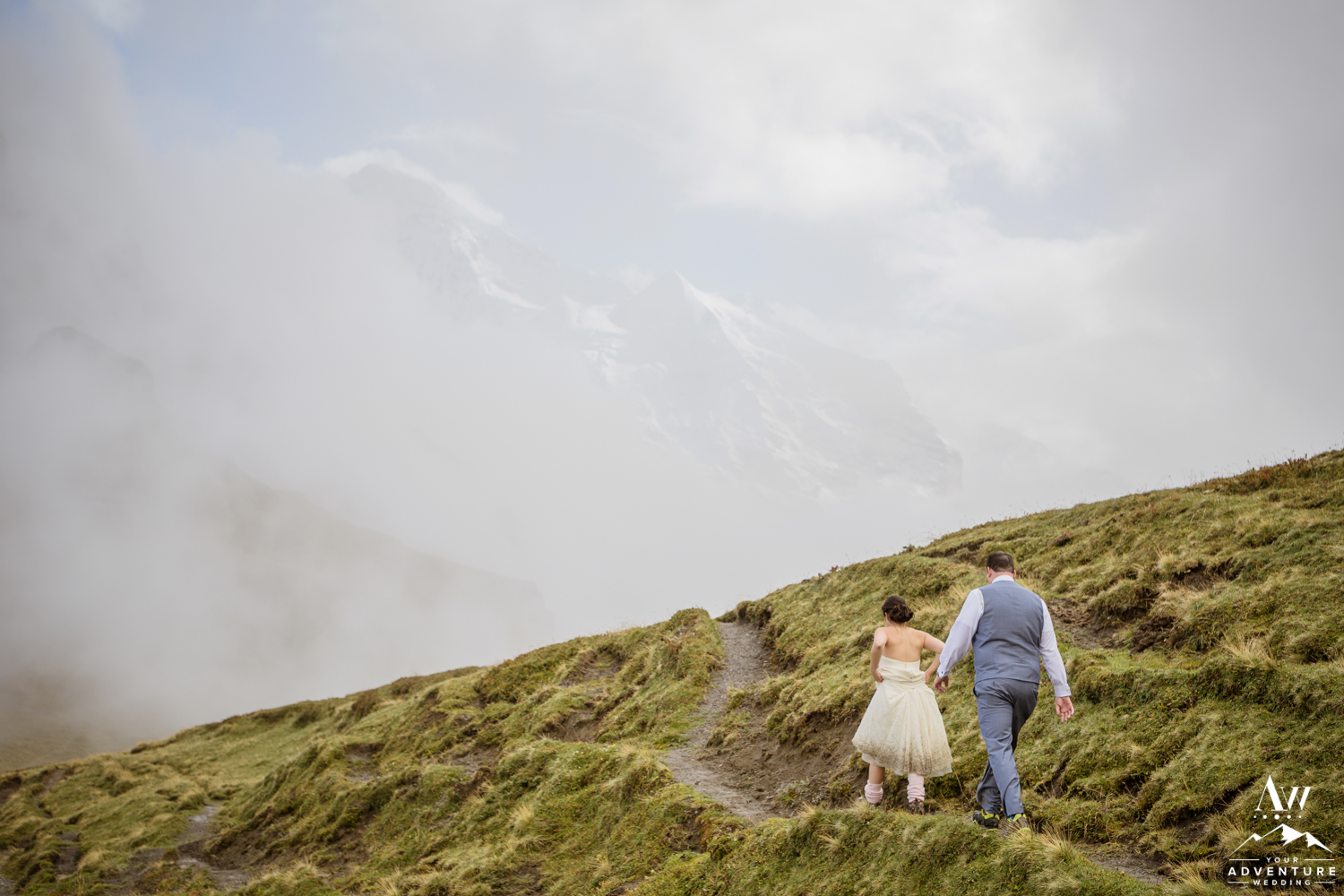Couple Hiking during Elopement in Switzerland