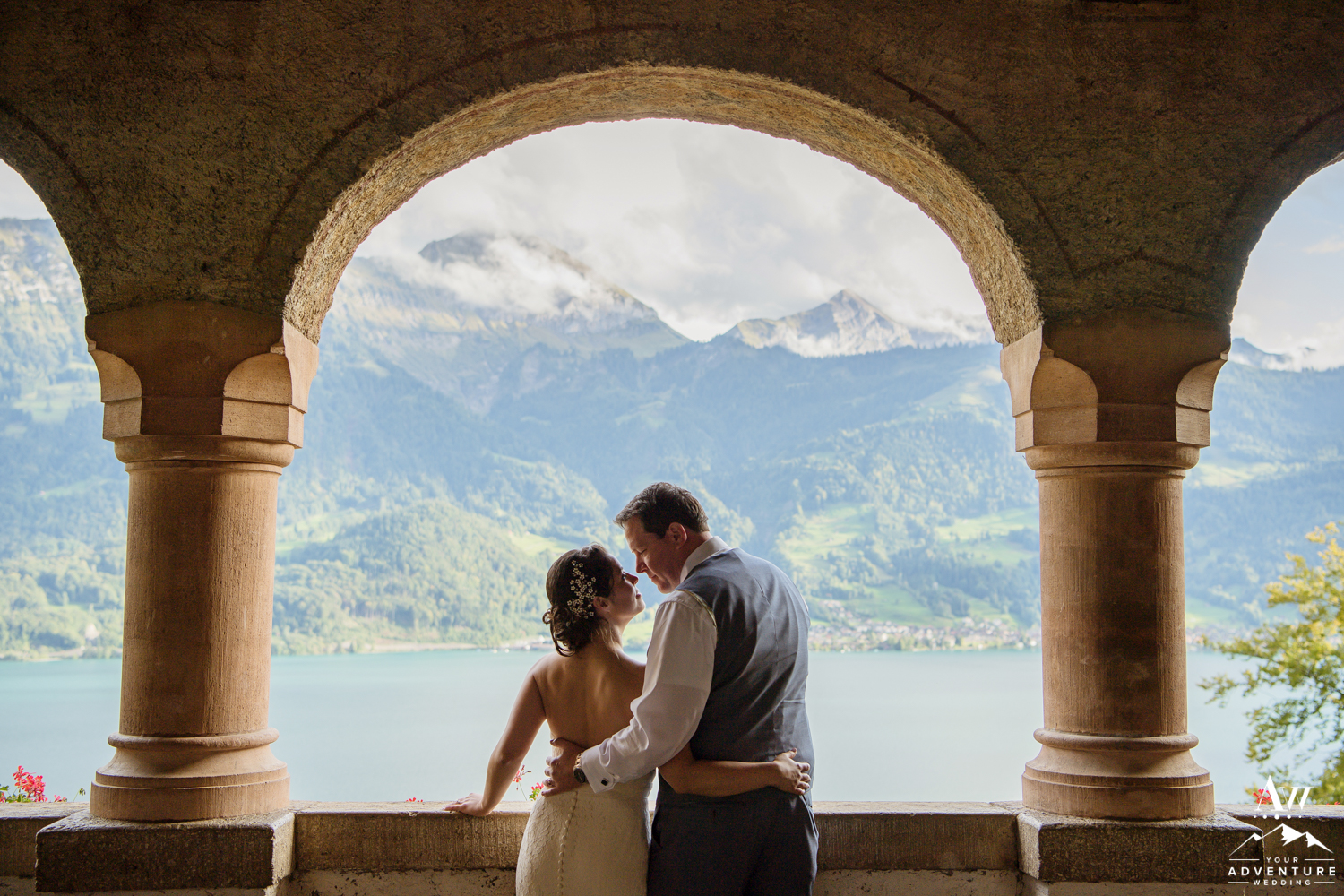 Couple at st beatus caves switzerland Interlaken