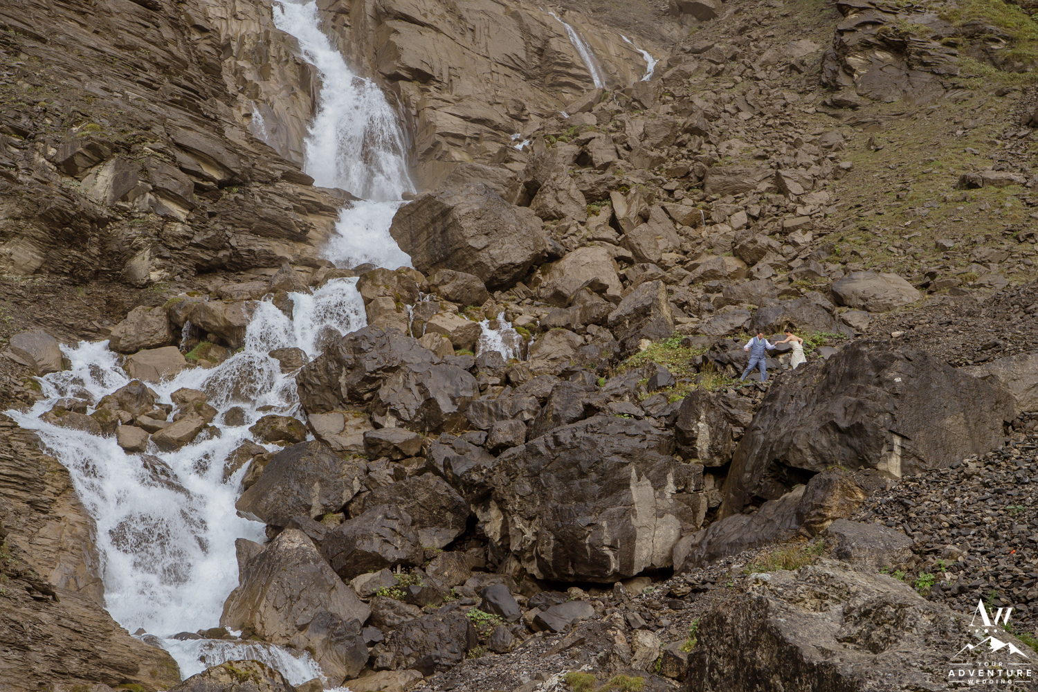 Switzerland Elopement at Engstligenalp Waterfall in Adelboden