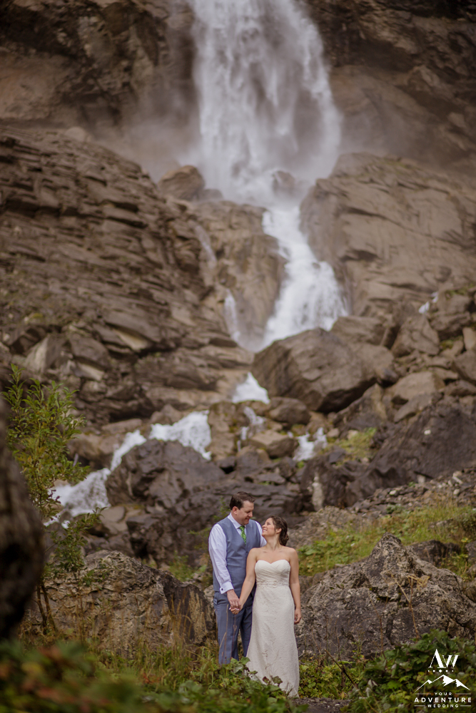 Romantic Switzerland Wedding Photos at Engstligenalp Waterfall