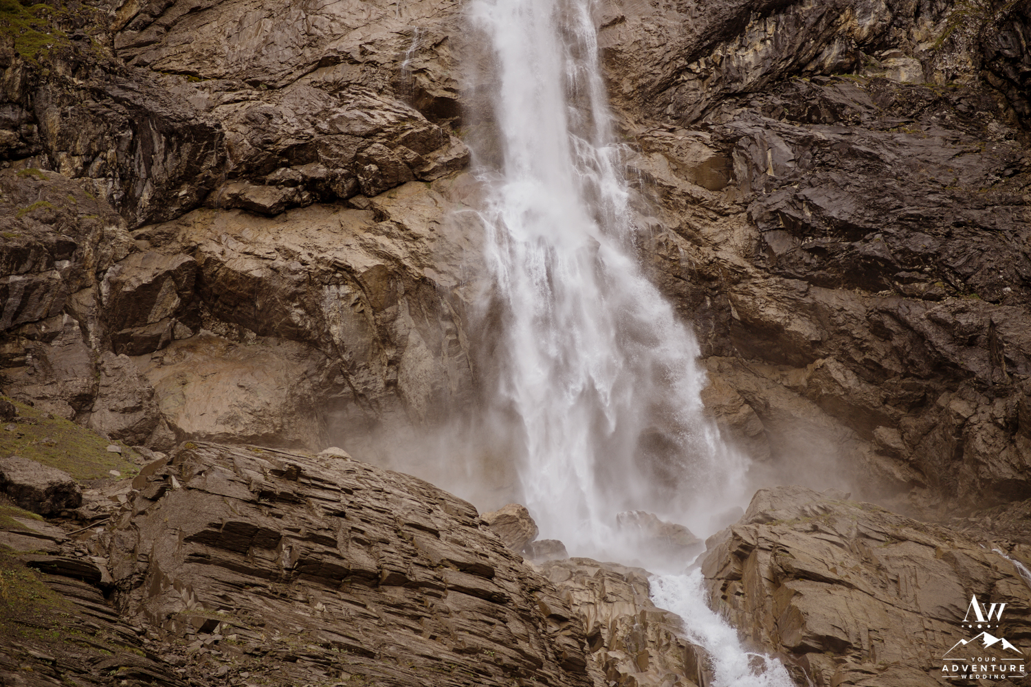 Close up of Engstligenalp Waterfall in Switzerland