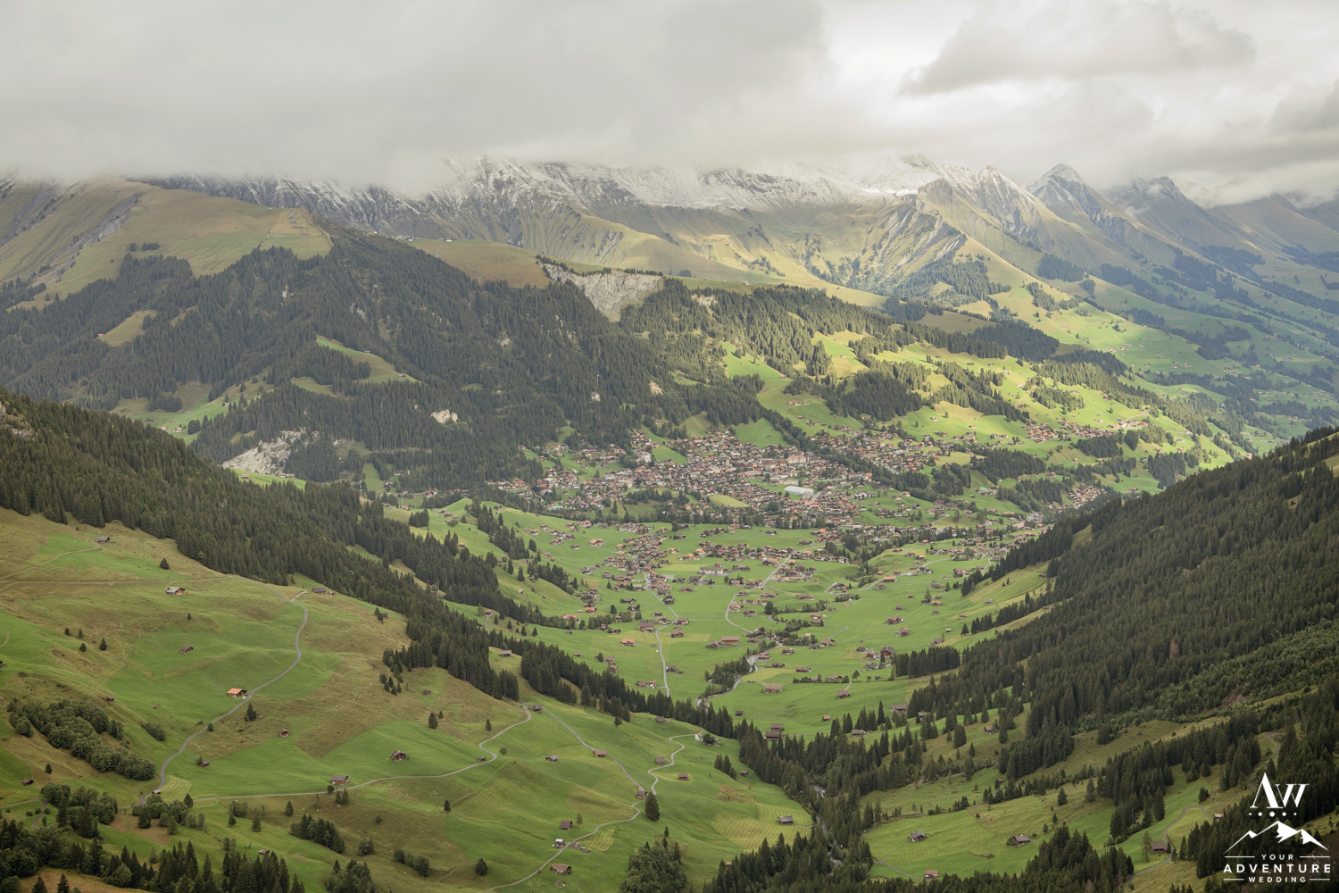 The view from the engstligenalp mountain wedding lift