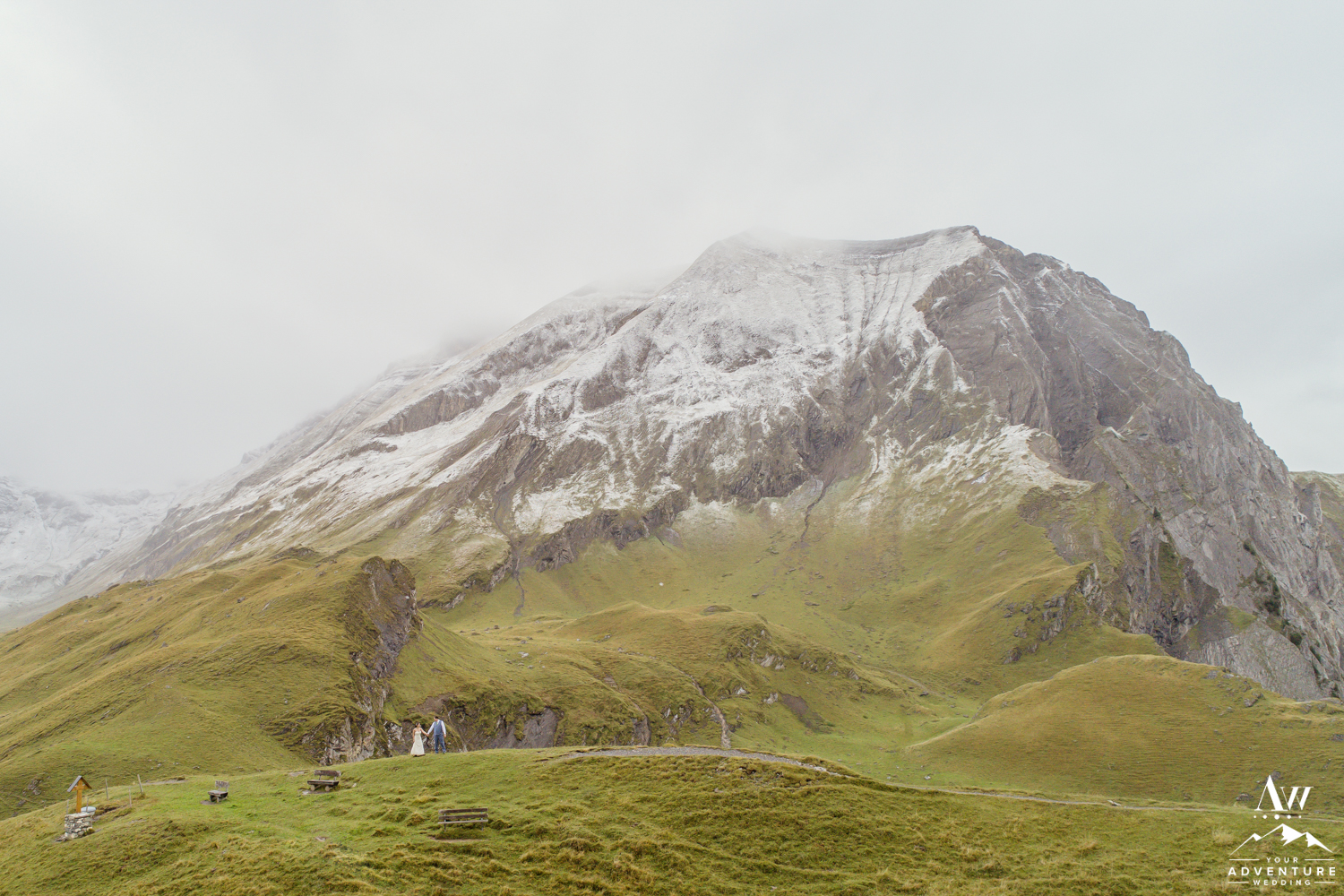 engstligenalp mountain wedding drone photo