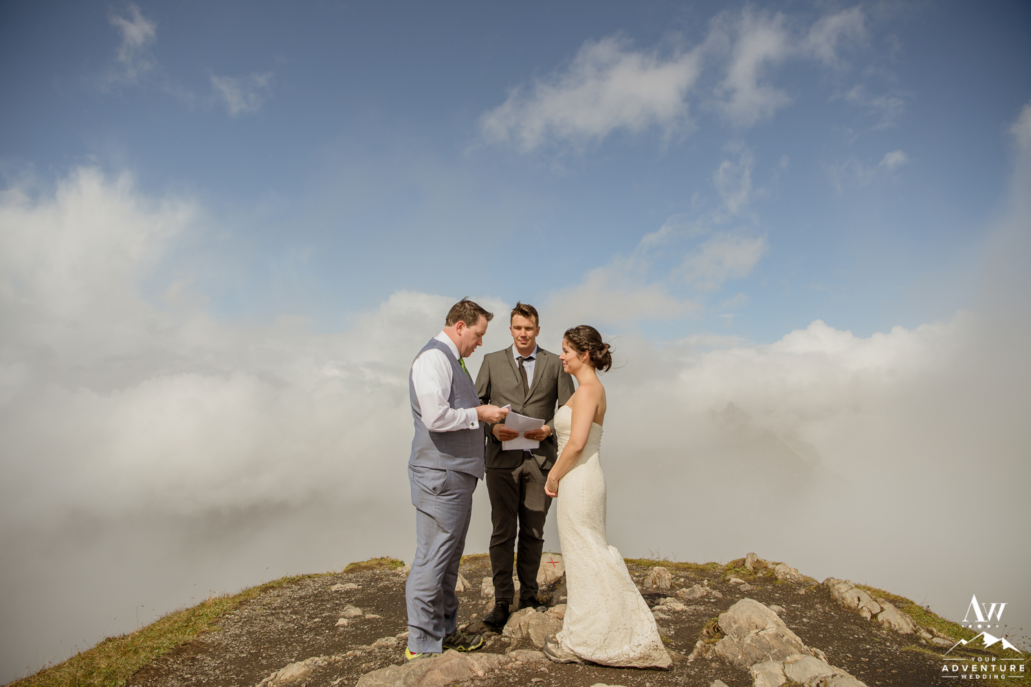 Couple saying their Vows on top of the Männlichen Summit in Switzerland