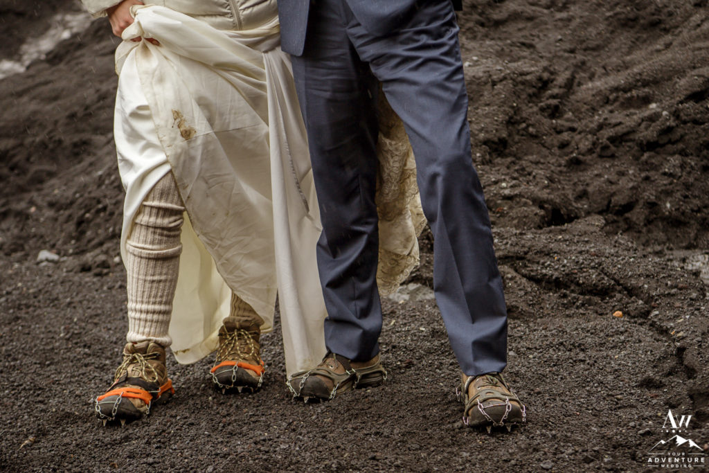 Antarctica Elopement Couple in Crampons