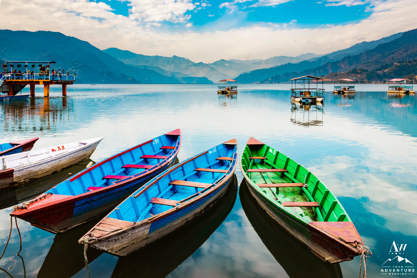 Nepal Elopement Location Boats on a Lake
