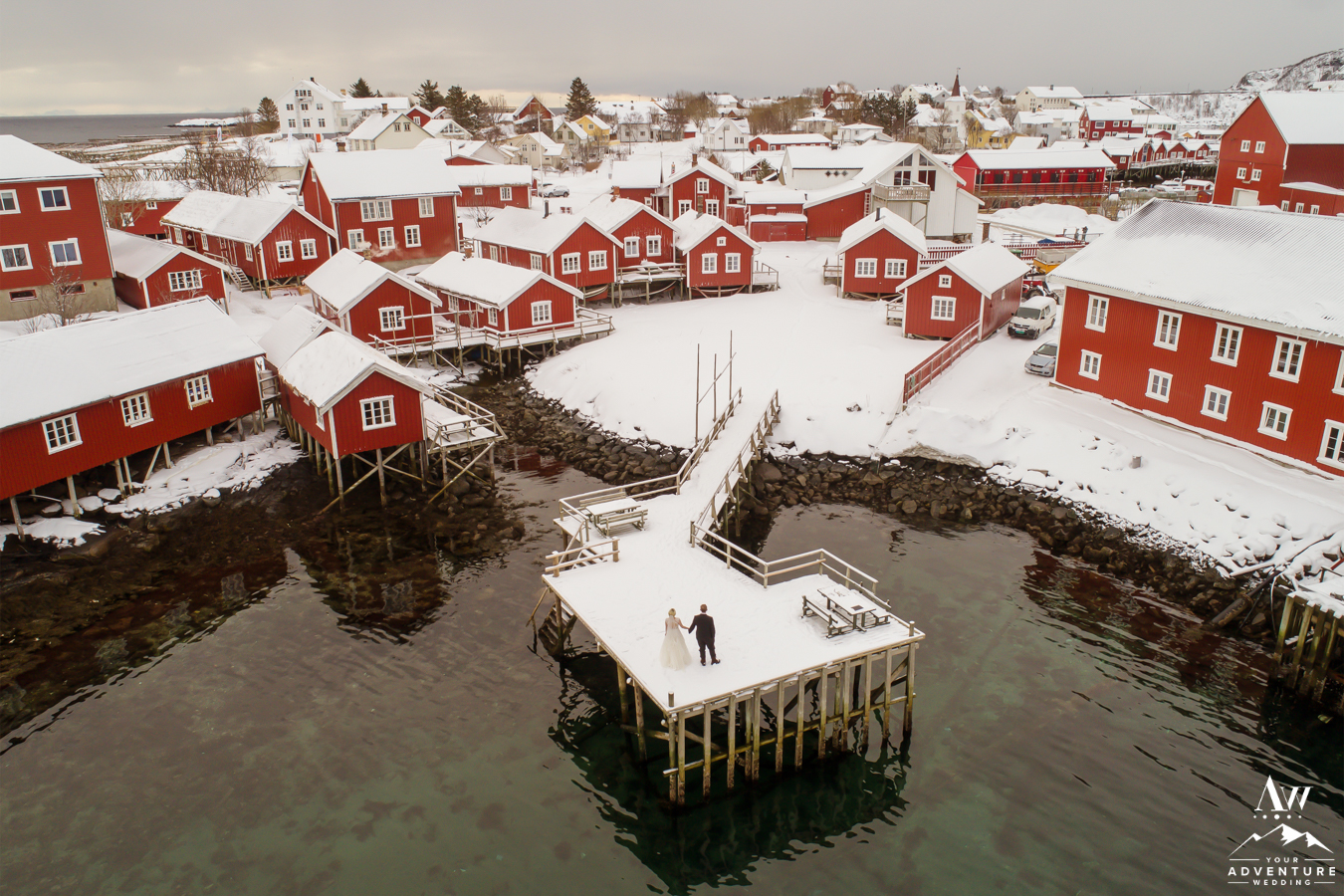 Couple holding a Reine Norway Wedding