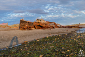 'Patagonian elopement beside a Shipwreck Beach
