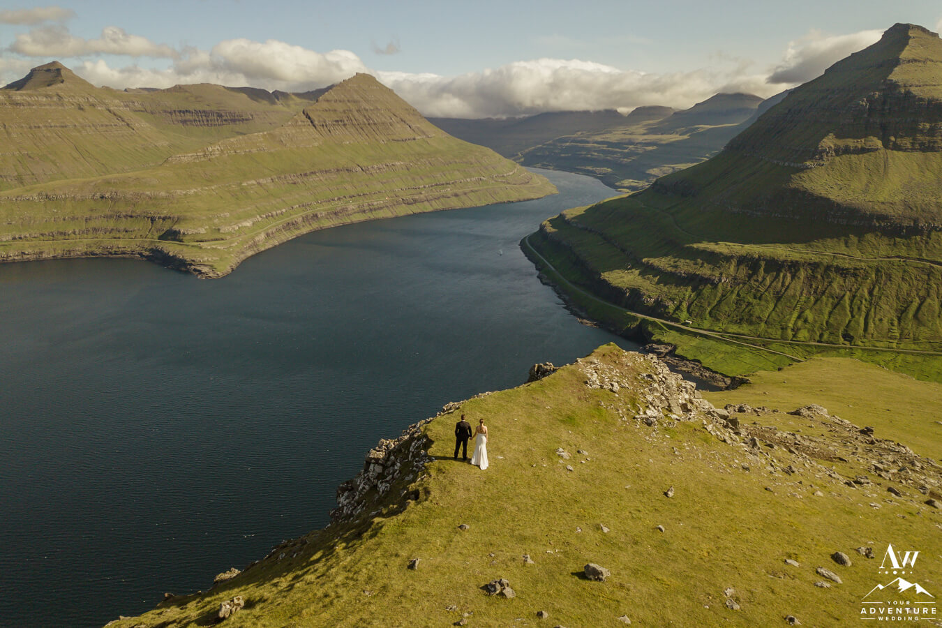 Faroe Islands Wedding Couple on top of a Mountain