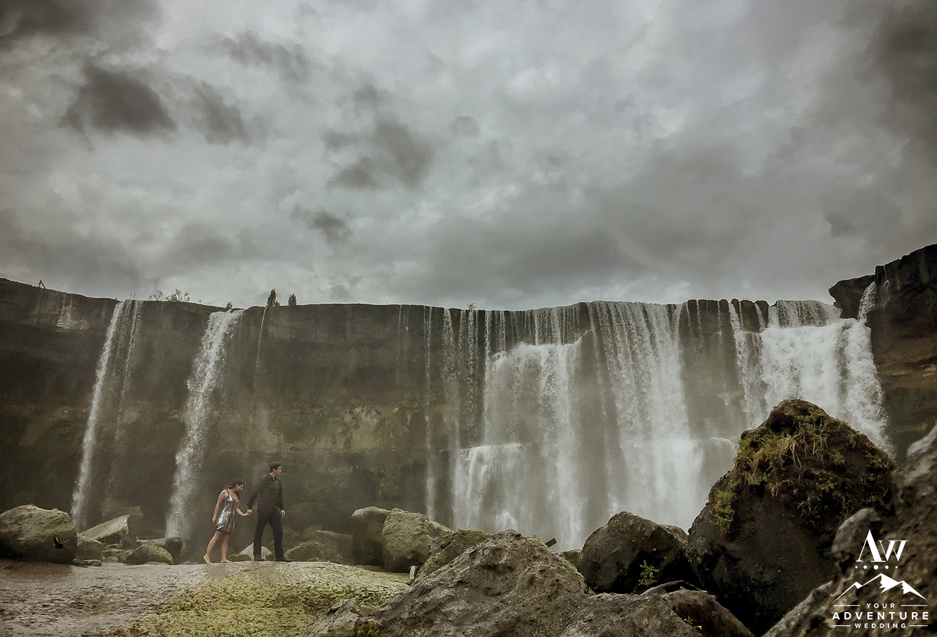Wedding Venues in Chile Couple at Waterfall