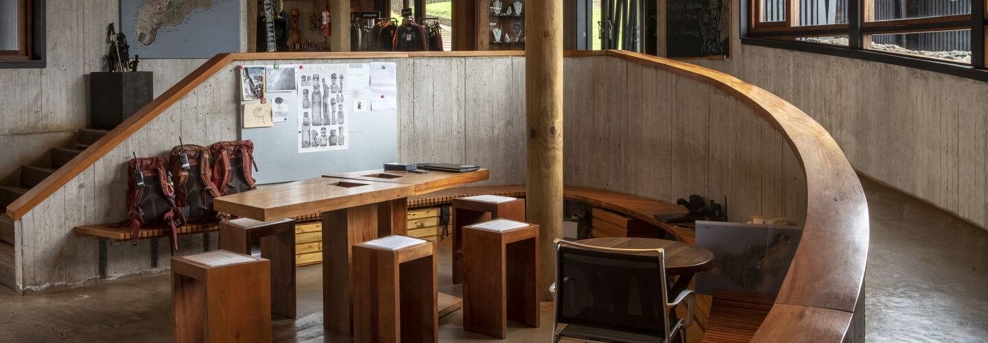 Rusty lobby of Atacama wedding venue