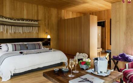 Luxurious and rustic hotel room