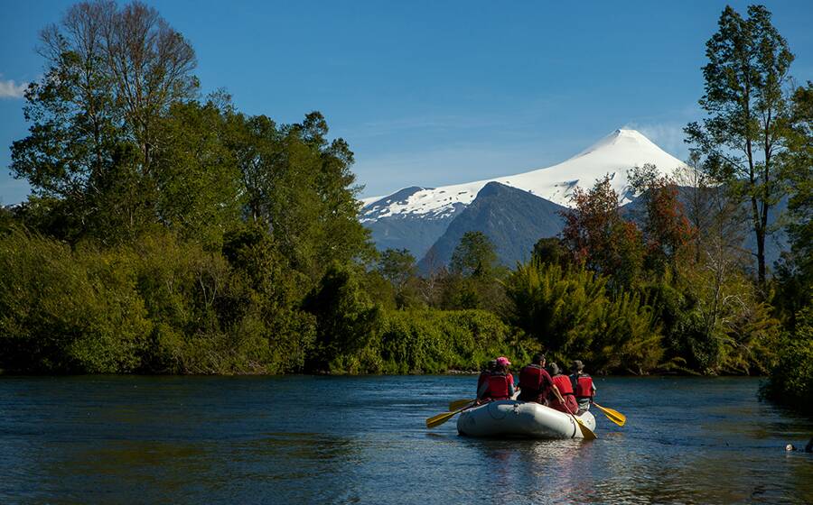 People rafting on the river in Chile