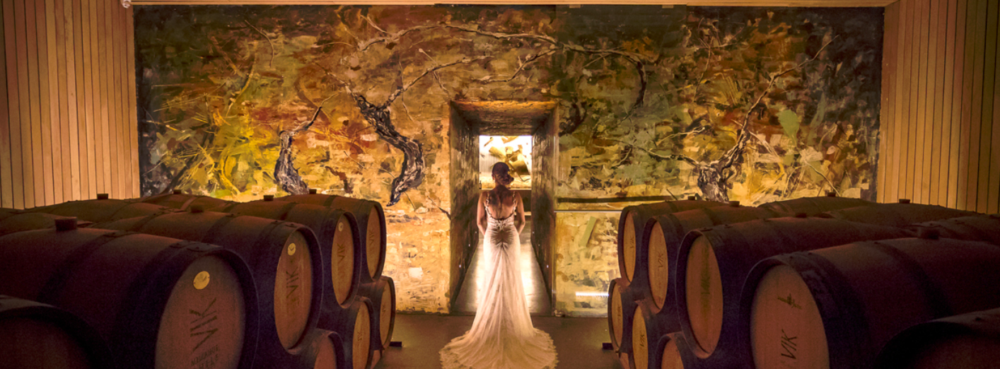 Bride by Vik Chile wine barrels