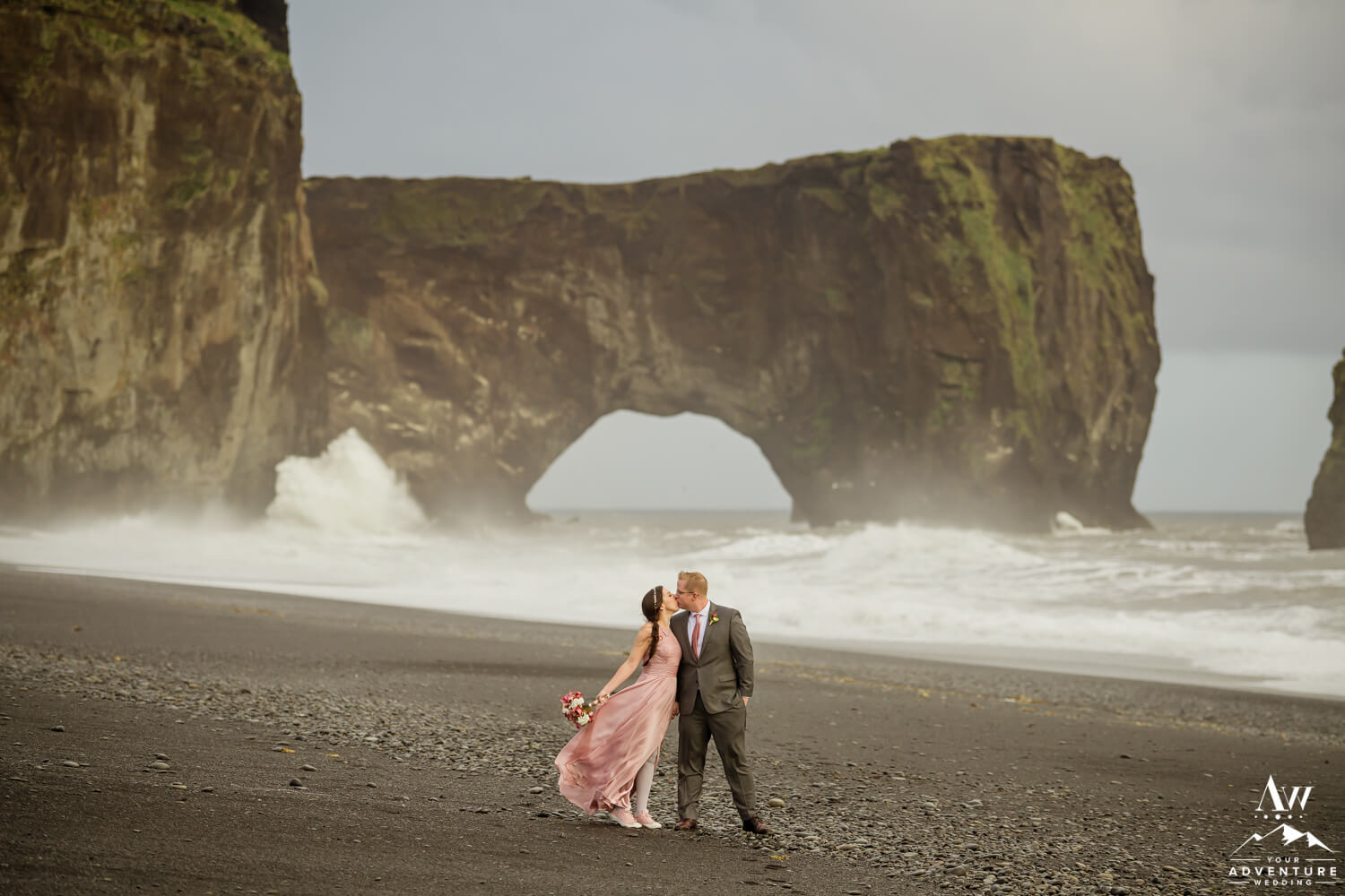 Eloping Etiquette Couple in Iceland by the sea
