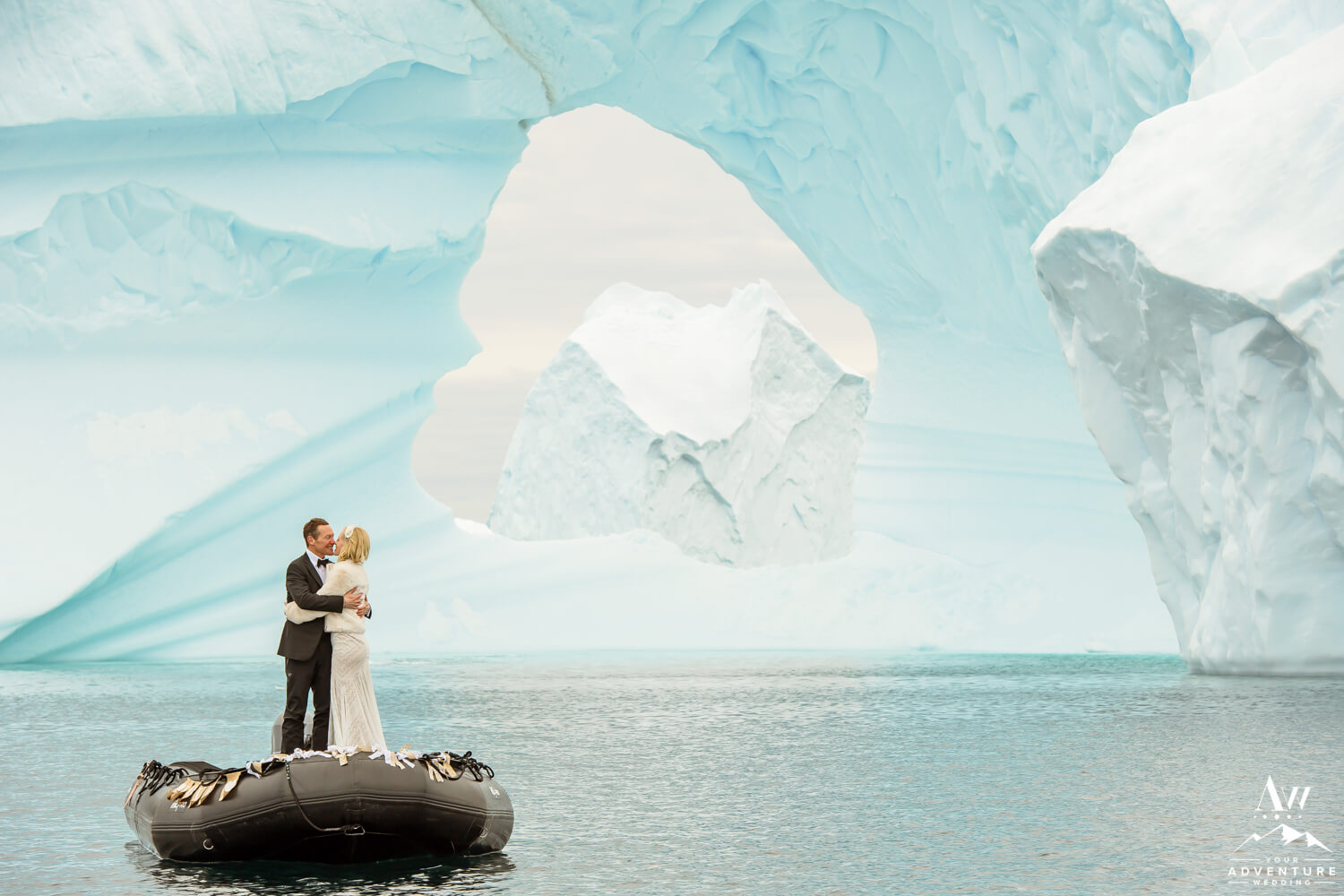 Antarctica Iceberg Wedding Couple Photo