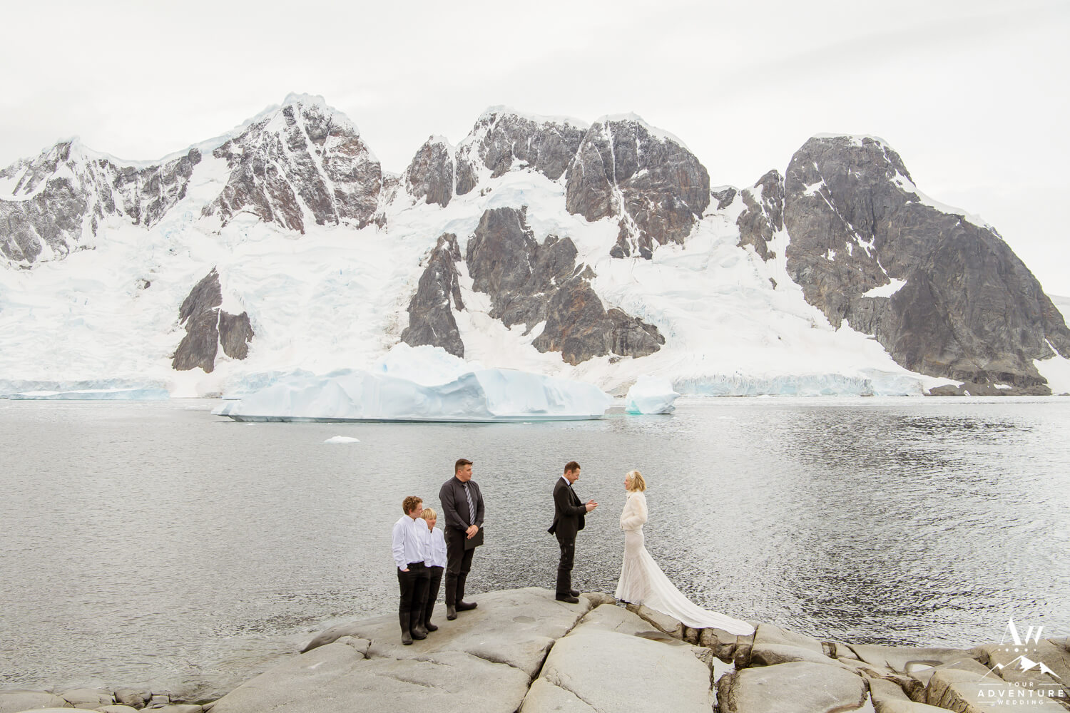 Antarctica Wedding Expedition Couple Exchanging Vows