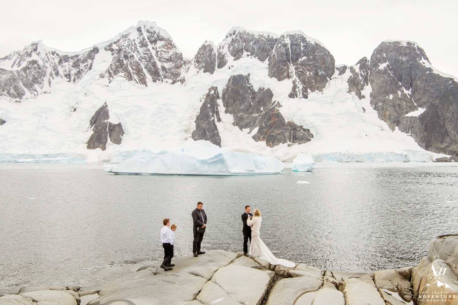 Antarctica Wedding Expedition Couple Exchanging Vows