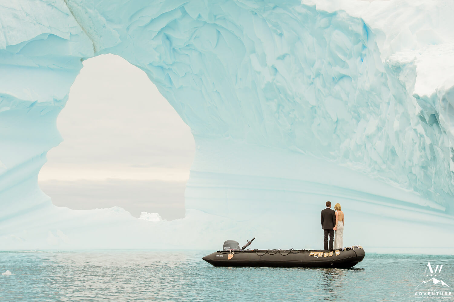 Antarctica Iceberg wedding couple photo